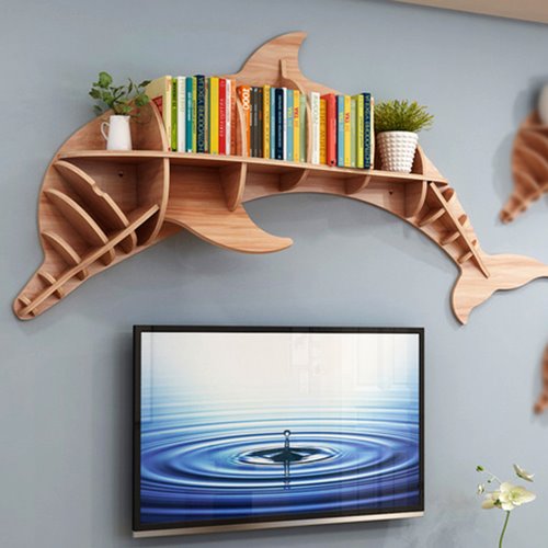 동물 돌고래 모형 전시용 진열책장(벽 부착용)